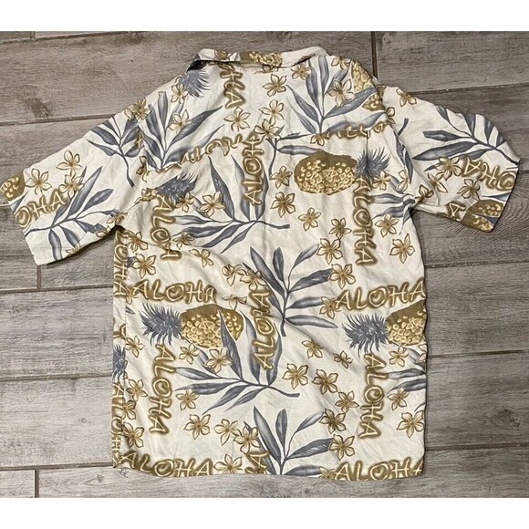 Ocean Pacific Hawaiian Shirt Mens Sz Small Earth Tones Aloha Pineapples EUC - Picture 2 of 4